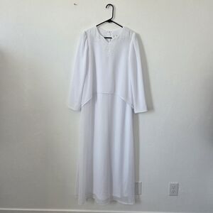 Jody California Esther Dress White Maxi Temple Modest Bridal Wedding Church XS